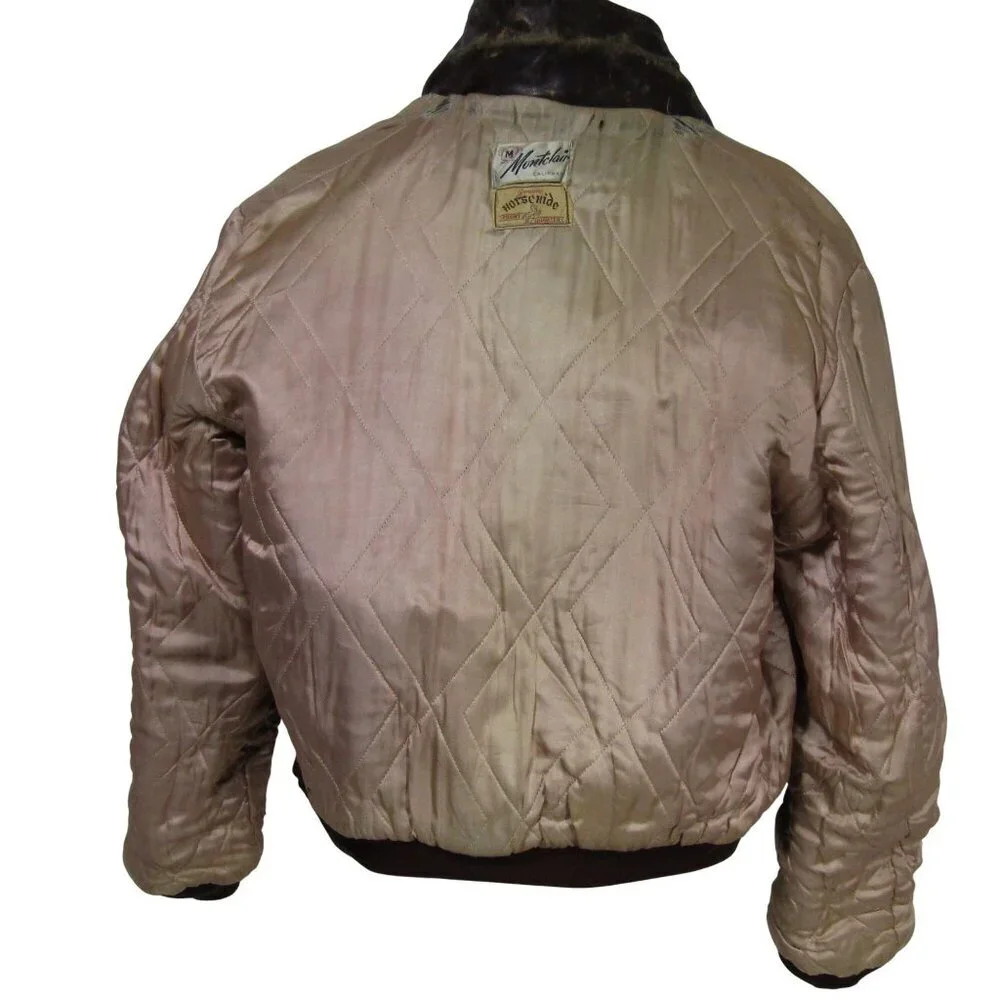 VTG 50s Montclair M HORSEHIDE Bomber Jacket Distressed Rancher Front Quarter